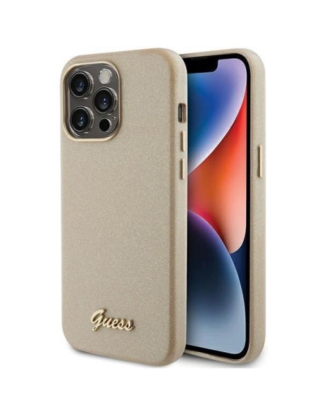 Guess Glitter Glossy Script case for iPhone 15 Pro Max - gold Guess Glitter Glossy Script case for iPhone 15 Pro Max - gold