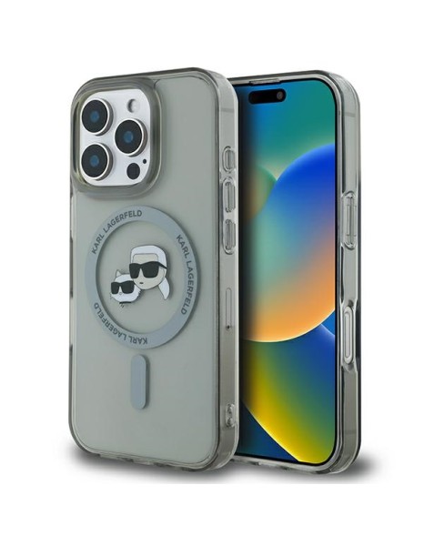Karl Lagerfeld IML Metal Karl&amp;amp;Choupette Head MagSafe Case for iPhone 16 Pro Max - Black