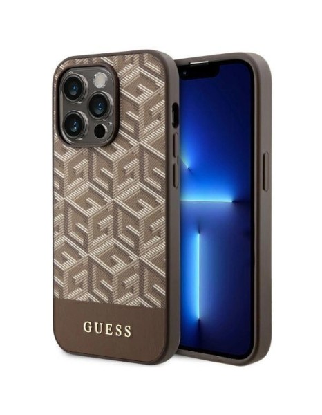 Guess GUHMP14LHGCFSEW iPhone 14 Pro 6.1" brown/brown hard case GCube Stripes MagSafe Guess GUHMP14LHGCFSEW iPhone 14 Pro 6.1" brown/brown hard case GCube Stripes MagSafe