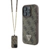 Guess Leather Metal Logo Strass Crossbody Case for iPhone 16 Pro - Brown Guess Leather Metal Logo Strass Crossbody Case for iPhone 16 Pro - Brown