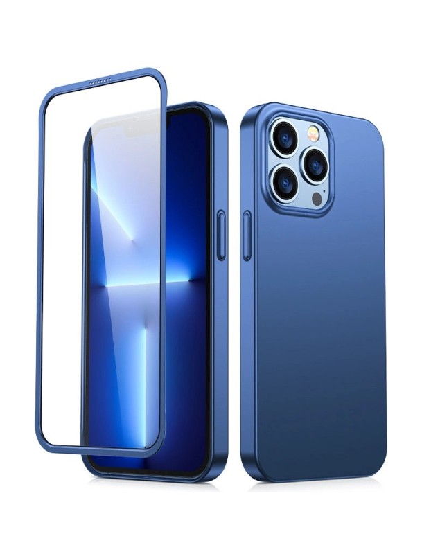 Joyroom 360 Full Case front and back cover for iPhone 13 Pro Max + tempered glass screen protector blue (JR-BP928 blue)