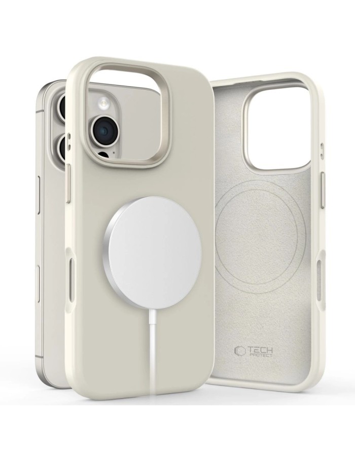 Tech-Protect Silicone PU MagSafe iPhone 16 Pro Case - Beige