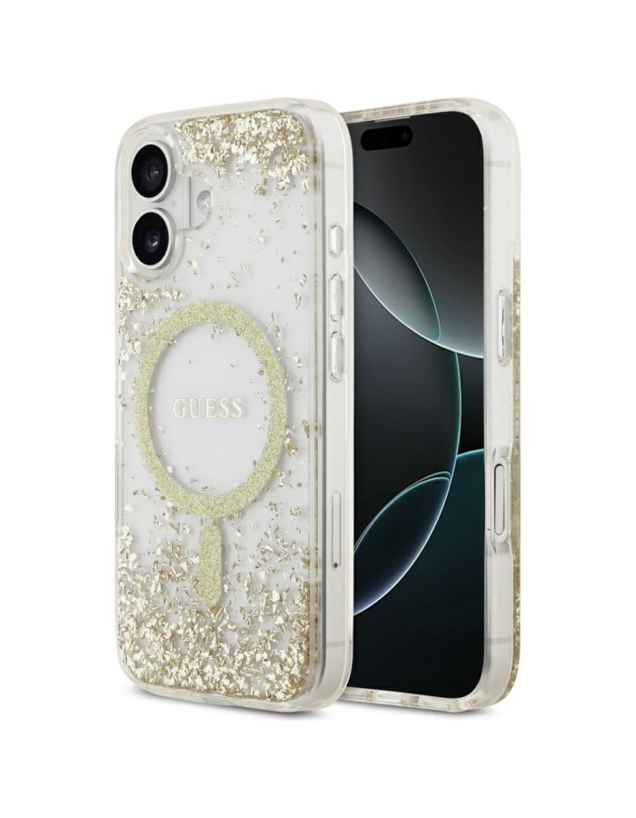 Guess Resin Bottom Glitter MagSafe case for iPhone 17 - gold