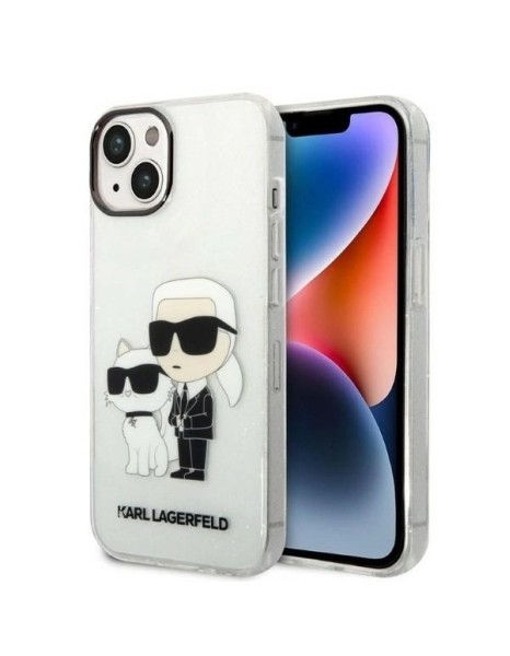 Karl Lagerfeld Glitter Karl&amp;amp;Choupette case for iPhone 14 Plus - transparent