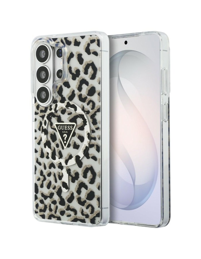 Guess IML Leopard Print Triangle MagSafe Case for Samsung Galaxy S26 Ultra - Black Guess IML Leopard Print Triangle MagSafe Case for Samsung Galaxy S26 Ultra - Black