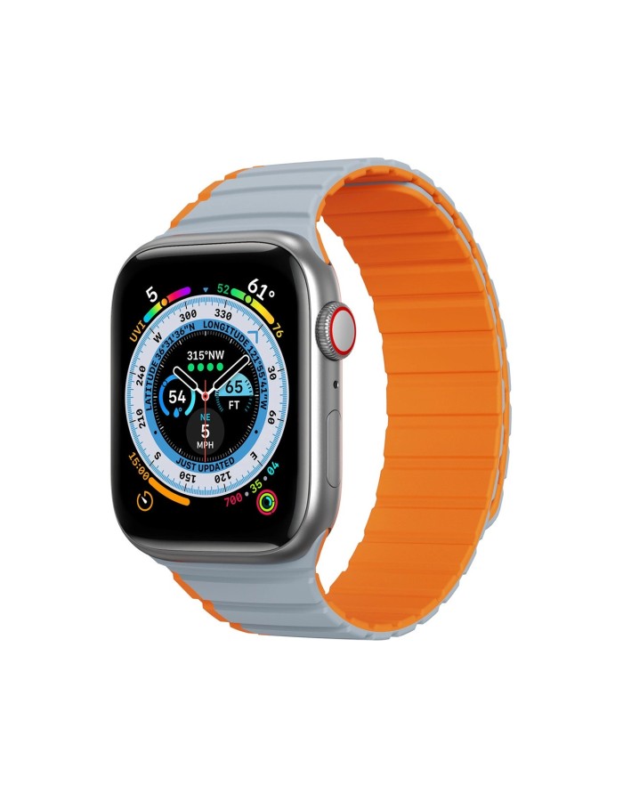 Magnetic Apple Watch SE, 9, 8, 7, 6, 5, 4, 3, 2, 1 (41, 40, 38 mm) Dux Ducis Strap (LD Version) - gray-orange