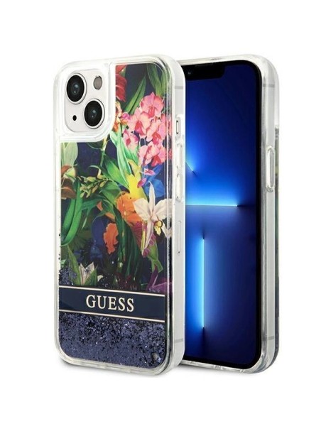 Guess GUHCP14MLFLSB iPhone 14 Plus 6.7 "blue / blue hardcase Flower Liquid Glitter Guess GUHCP14MLFLSB iPhone 14 Plus 6.7 "blue / blue hardcase Flower Liquid Glitter