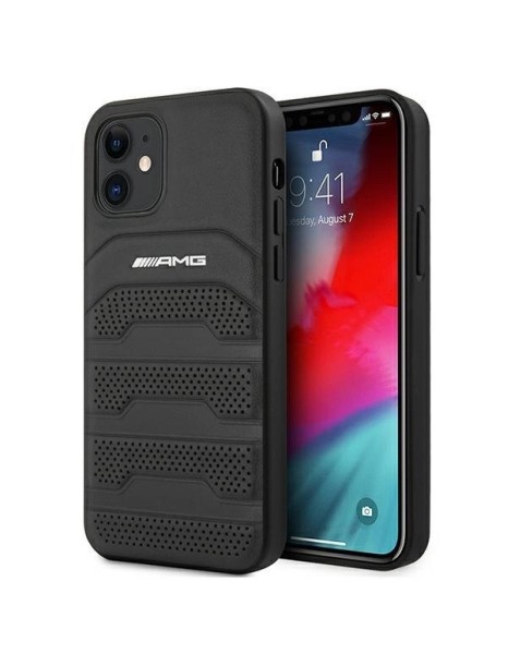 AMG Leather Debossed Lines case for iPhone 12 mini - black