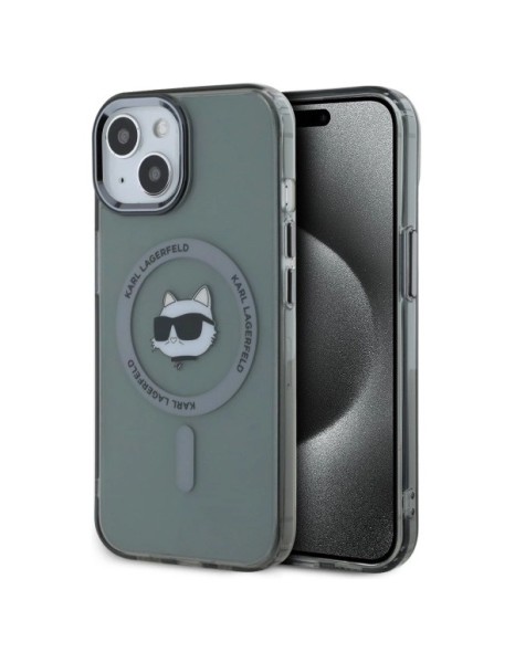 Karl Lagerfeld KLHMP15SHLSCHK iPhone 15 6.1" black/black hardcase IML Metal Choupette Head MagSafe