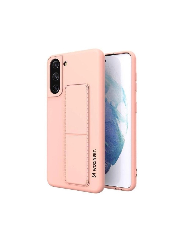 Wozinsky Kickstand Case silicone case with stand Samsung Galaxy S21+ 5G pink