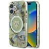 Guess Glitter Flowers Triangle Buttons MagSafe case for iPhone 16 green Guess Glitter Flowers Triangle Buttons MagSafe case for iPhone 16 green