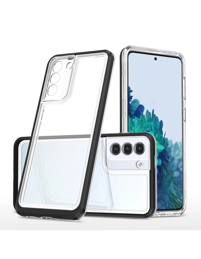 Clear 3in1 case for Samsung Galaxy S23+ silicone cover with frame black