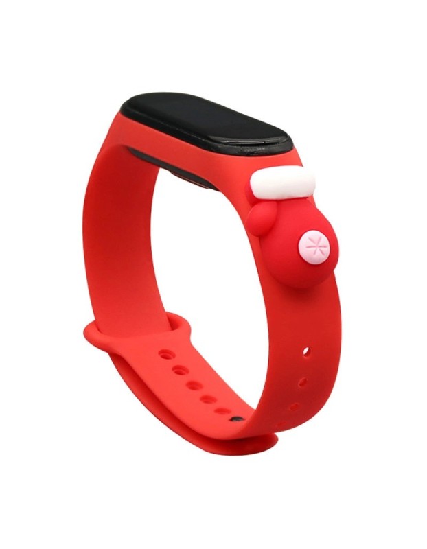 Strap Xmas for Xiaomi Mi Band 3 / 4 Christmas Silicone Strap Bracelet with Glove - Red