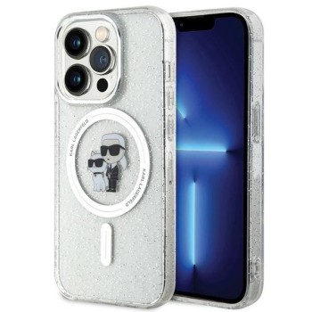 Karl Lagerfeld Karl&amp;amp;Choupette Glitter MagSafe case for iPhone 15 Pro - transparent