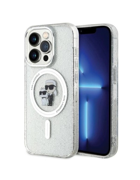 Karl Lagerfeld Karl&amp;amp;Choupette Glitter MagSafe case for iPhone 15 Pro - transparent