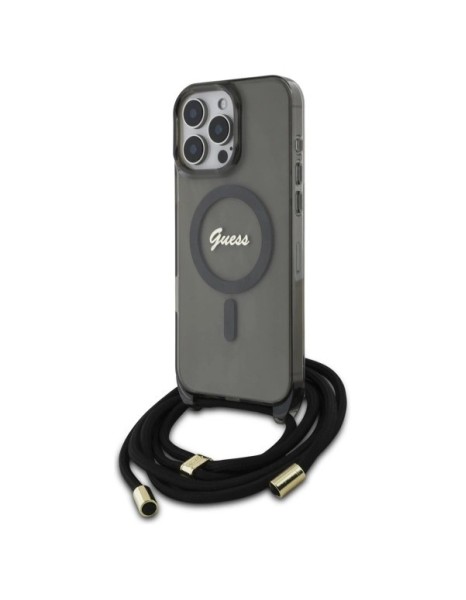 Guess Crossbody Cord Script MagSafe Case for iPhone 16 Pro Max - Black Guess Crossbody Cord Script MagSafe Case for iPhone 16 Pro Max - Black