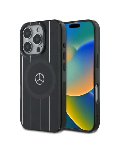 Mercedes MB Double Layer Crossed Lines MagSafe iPhone 16 Pro Case - Black Mercedes MB Double Layer Crossed Lines MagSafe iPhone 16 Pro Case - Black