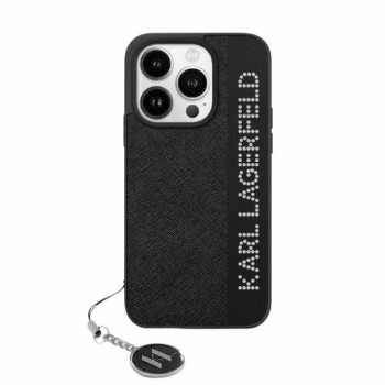 Karl Lagerfeld Saffiano Rhinestones &amp;amp; Charm case for iPhone 15 / 14 / 13 - black
