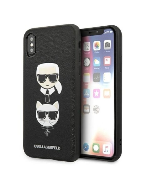Karl Lagerfeld Saffiano Karl&amp;amp;Choupette Head case for iPhone X/XS - black