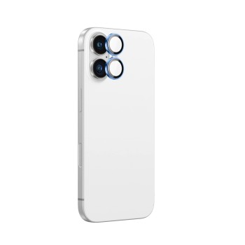 AmazingThing AR Aluminum 2 Lens Glass with Camera Lens Frame for iPhone 16 / 16 Plus - Blue