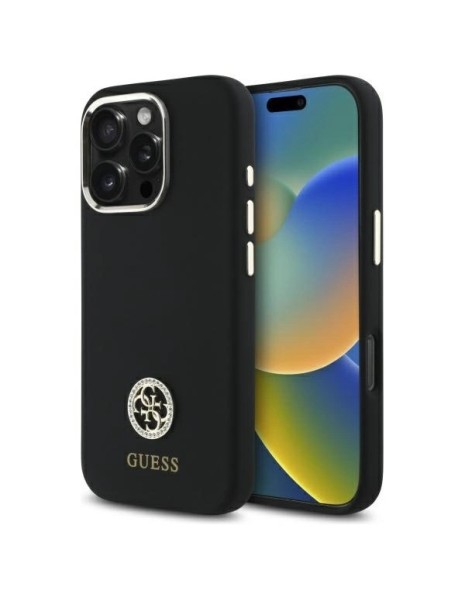 Guess Silicone Logo Strass 4G Case for iPhone 16 Pro - Black Guess Silicone Logo Strass 4G Case for iPhone 16 Pro - Black