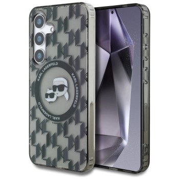 Case Karl Lagerfeld Button Karl&amp;amp;Choupette Heads On KL Pattern MagSafe Samsung Galaxy S25 black