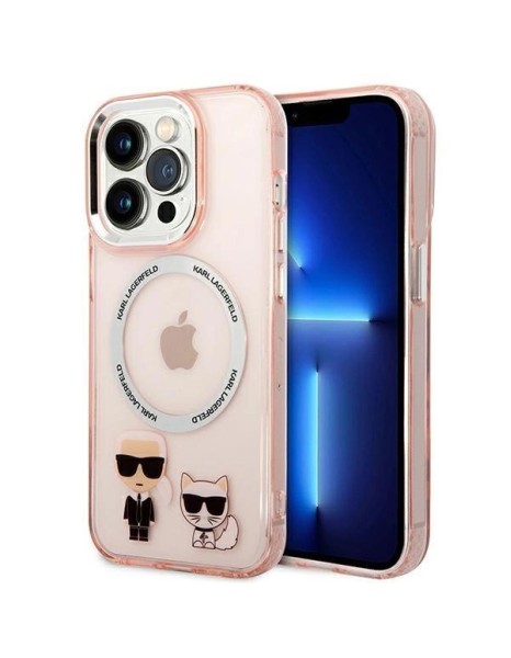 Karl Lagerfeld KLHMP14XHKCP iPhone 14 Pro Max 6.7 "hardcase pink / pink Karl &amp;amp; Choupette Aluminum Magsafe
