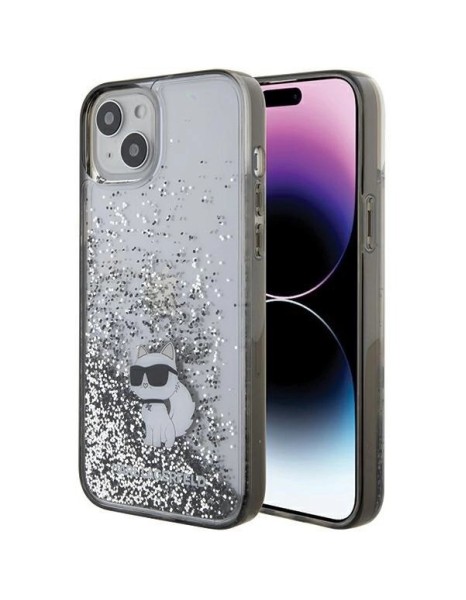 Karl Lagerfeld Liquid Glitter Choupette case for iPhone 15 Plus - transparent