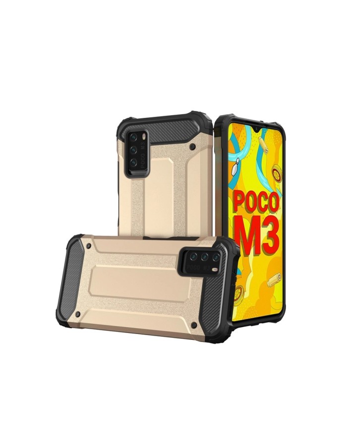 Hybrid Armor Case Tough Rugged Cover for Xiaomi Redmi Note 10 5G / Poco M3 Pro golden