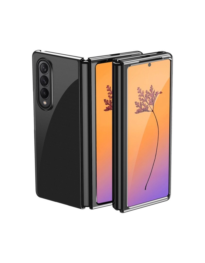 Plating Case for Samsung Galaxy Z Fold 4 cover with a metallic frame black