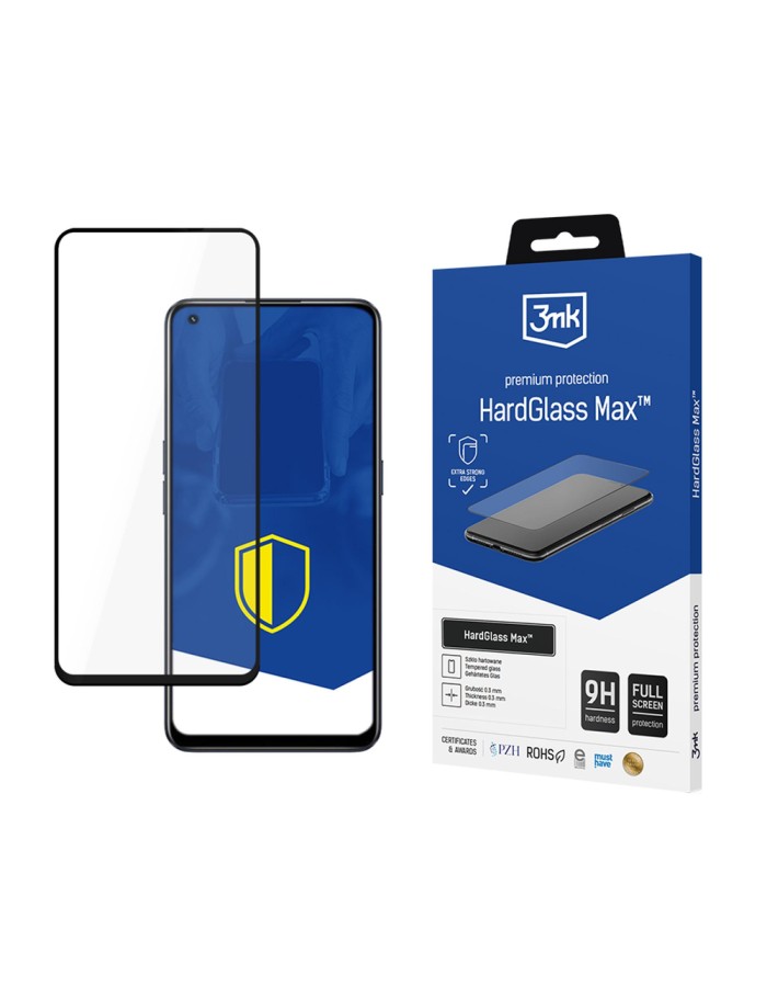 Reinforced Full Coverage Tempered Glass 3mk HardGlass Max Black for Xiaomi Realme 9 Pro