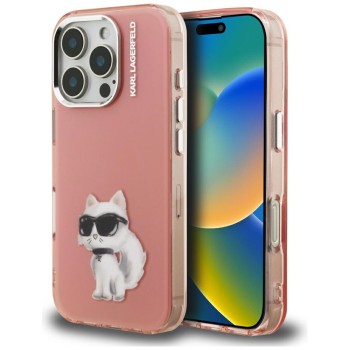 Karl Lagerfeld IML Aquarelle Choupette &amp;amp; Logo iPhone 16 Pro Case - Pink