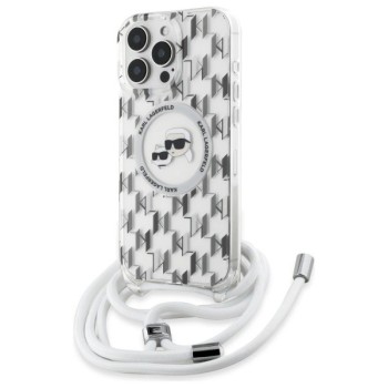 Karl Lagerfeld IML Crossbody Monogram Karl &amp;amp; Choupette Head MagSafe Case for iPhone 16 Pro - Clear