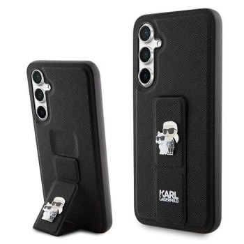 Karl Lagerfeld Gripstand Saffiano Karl&amp;Choupette Pins case for Samsung Galaxy S23 FE - black