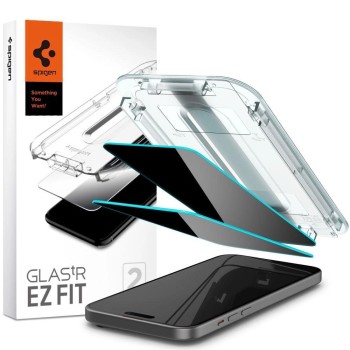 Spigen Glas.tR EzFit Privacy Tempered Glass for iPhone 15/16 with Adapter (2 pcs.)