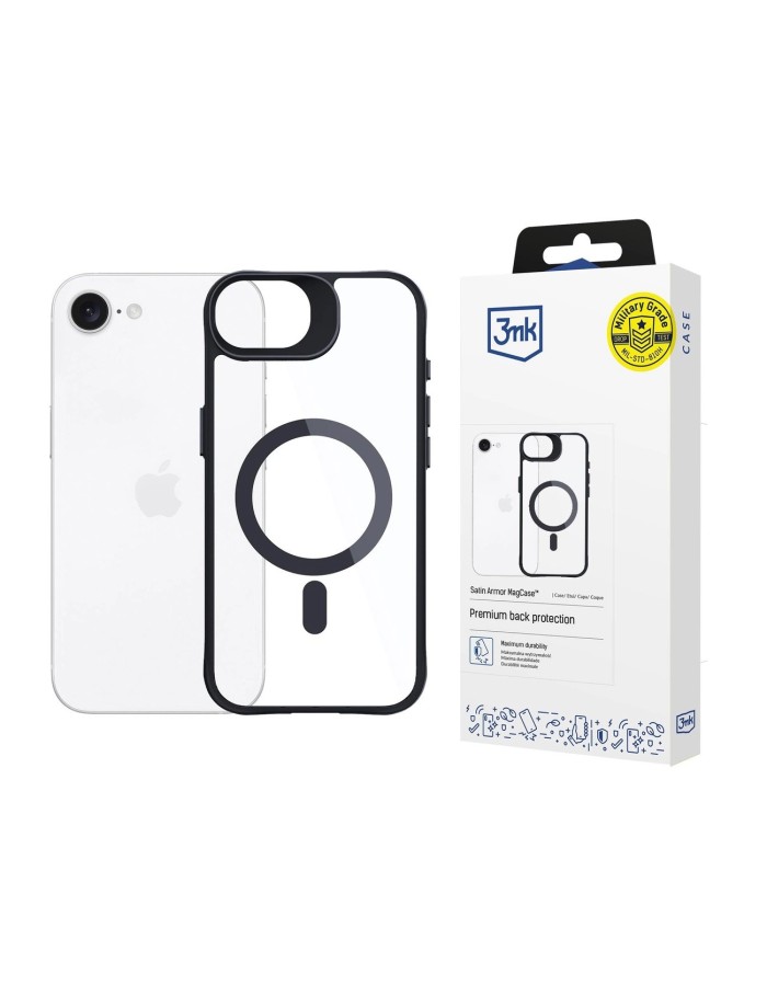 3mk Satin Armor MagCase for Apple iPhone 16e / SE 4 - Transparent