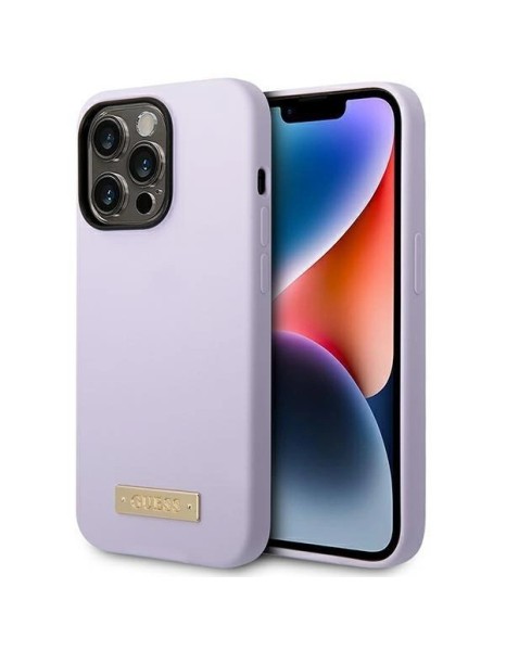 Guess GUHMP14LSBPLU iPhone 14 Pro 6.1" purple/purple hard case Silicone Logo Plate MagSafe Guess GUHMP14LSBPLU iPhone 14 Pro 6.1" purple/purple hard case Silicone Logo Plate MagSafe