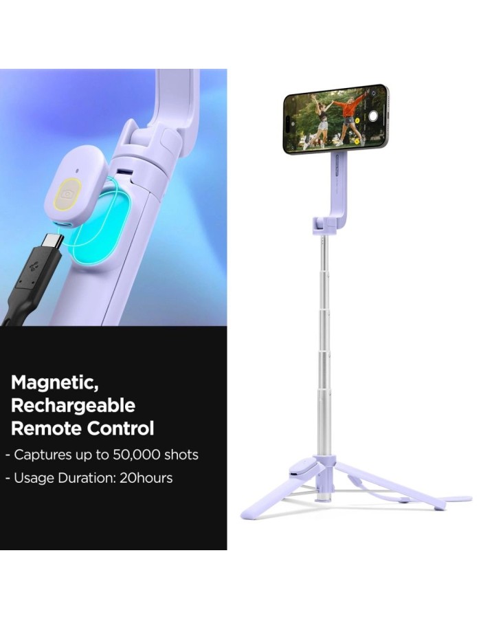 Spigen S571W MagSafe Bluetooth Selfie Stick with Tripod - Purple Spigen S571W MagSafe Bluetooth Selfie Stick with Tripod - Purple