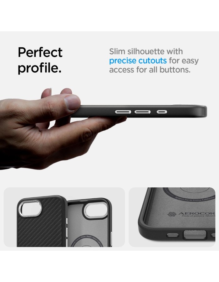 Spigen Enzo Aramid MagSafe Case for iPhone 16e / 17e - Black
