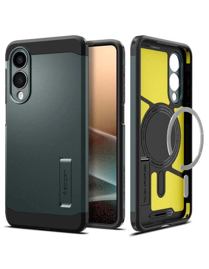 Spigen Tough Armor MagSafe Case for Samsung Galaxy S25 Edge - Green/Black