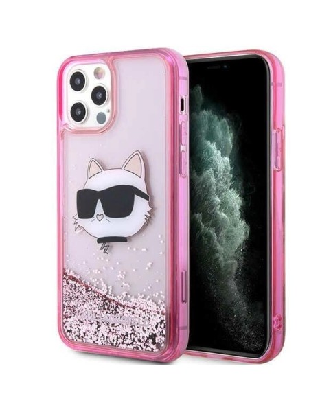 Karl Lagerfeld KLHCP12MLNCHCP iPhone 12/ 12 Pro 6.1" pink/pink hardcase Glitter Choupette Head