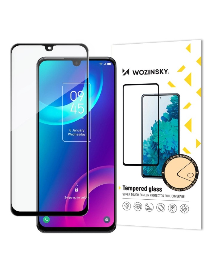 Wozinsky super tough Full Glue tempered glass full screen with Case Friendly TCL 30 Plus black frame Wozinsky super tough Full Glue tempered glass full screen with Case Friendly TCL 30 Plus black frame