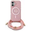 Guess Crossbody Cord Script MagSafe iPhone 16 Case - Pink Guess Crossbody Cord Script MagSafe iPhone 16 Case - Pink