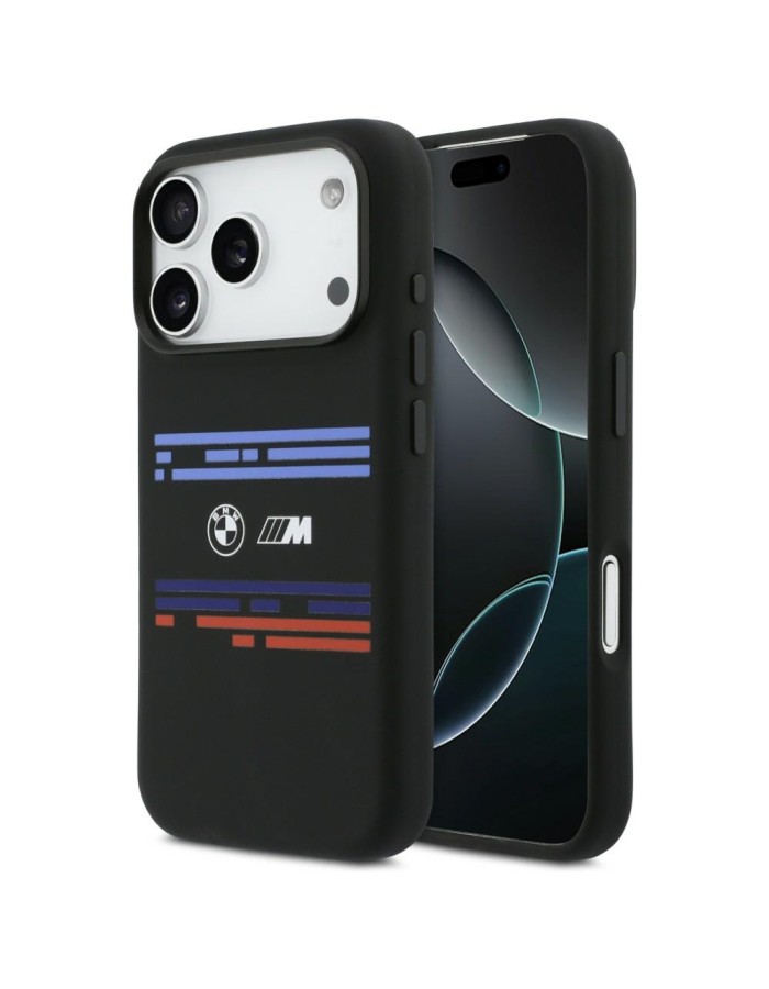 BMW M Silicon Horizontal Line MagSafe Case for iPhone 17 Pro - Black