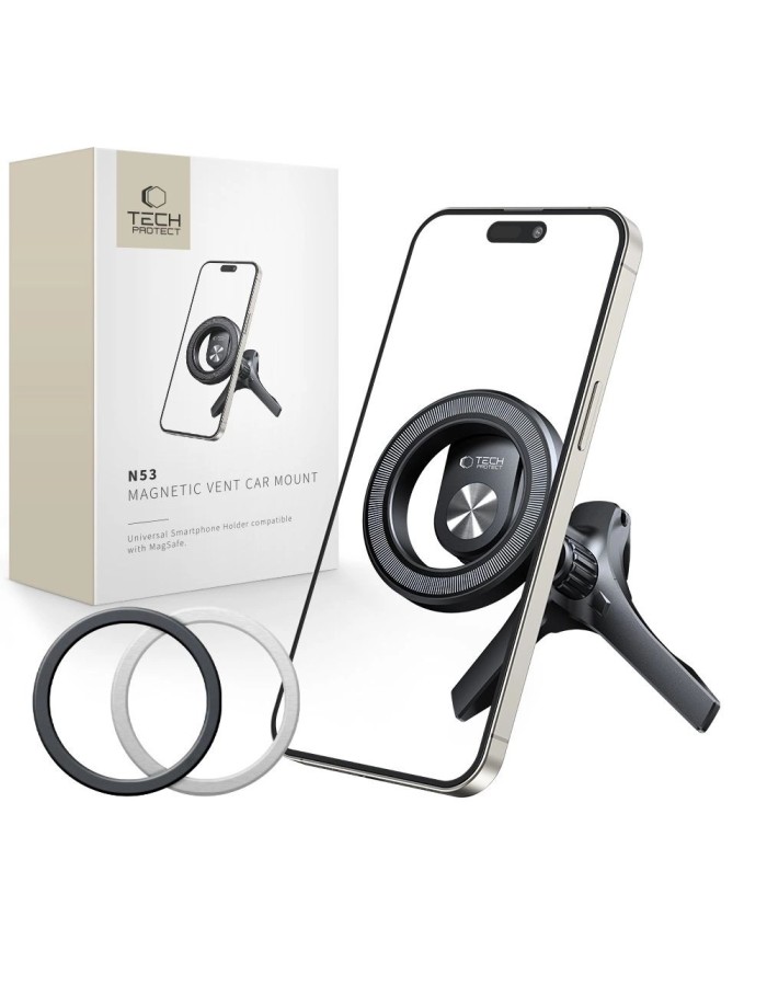 Tech-Protect N53 Car Air Vent Holder with MagSafe Rings - Black Tech-Protect N53 Car Air Vent Holder with MagSafe Rings - Black