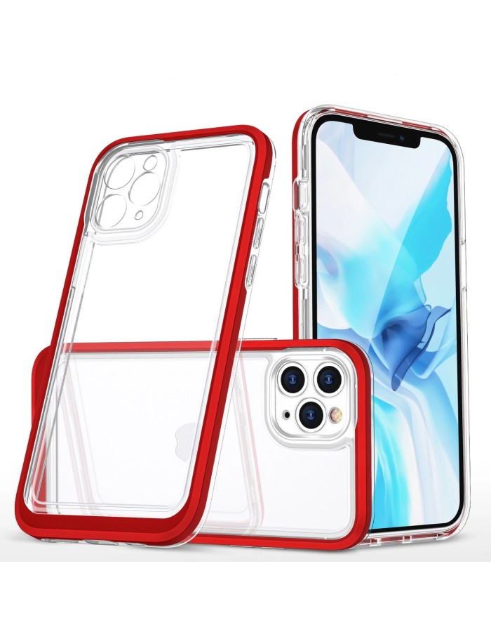 Clear 3in1 Case for iPhone 11 Pro Max Frame Cover Gel Red Clear 3in1 Case for iPhone 11 Pro Max Frame Cover Gel Red