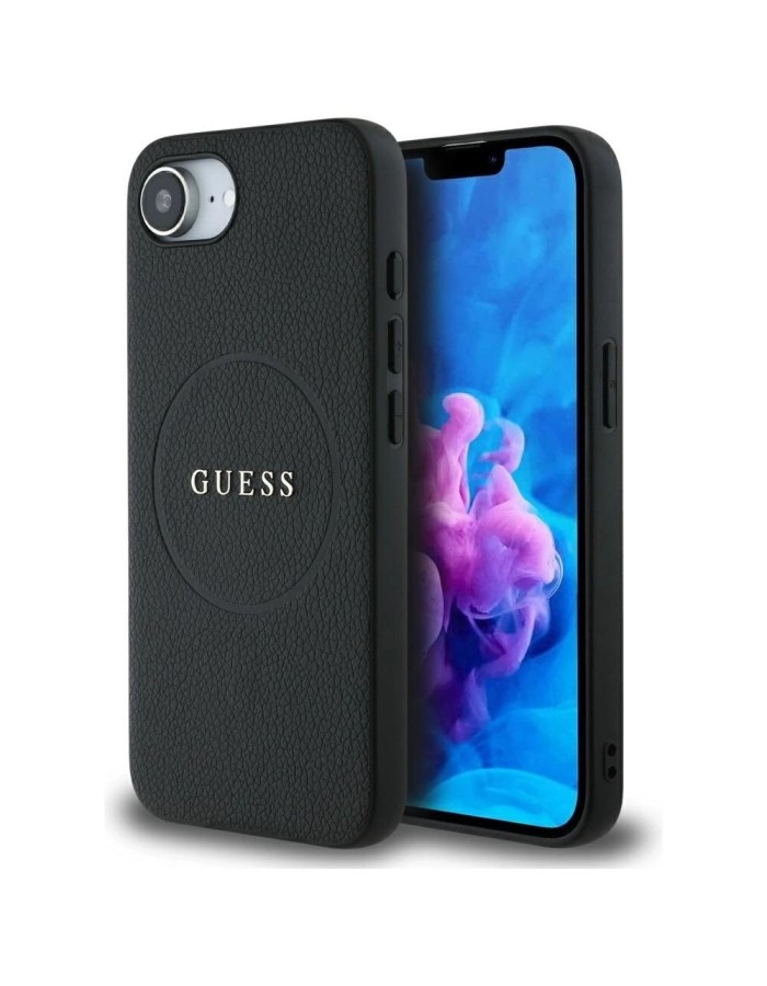 Guess PU Grained Classic Logo case with MagSafe for iPhone 16e - black