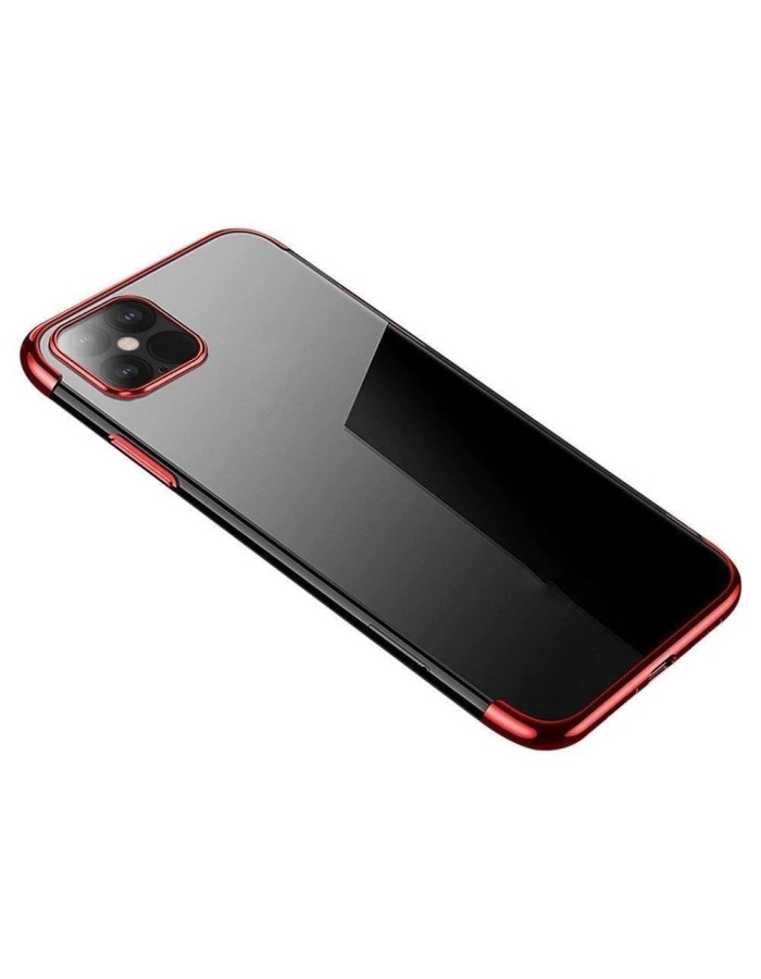 Clear Color case TPU gel cover with metallic frame for Samsung Galaxy S22 + (S22 Plus) red
