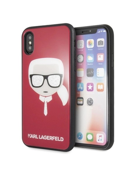 Karl Lagerfeld Iconic Glitter Karl`s Head iPhone X / Xs Case - Red