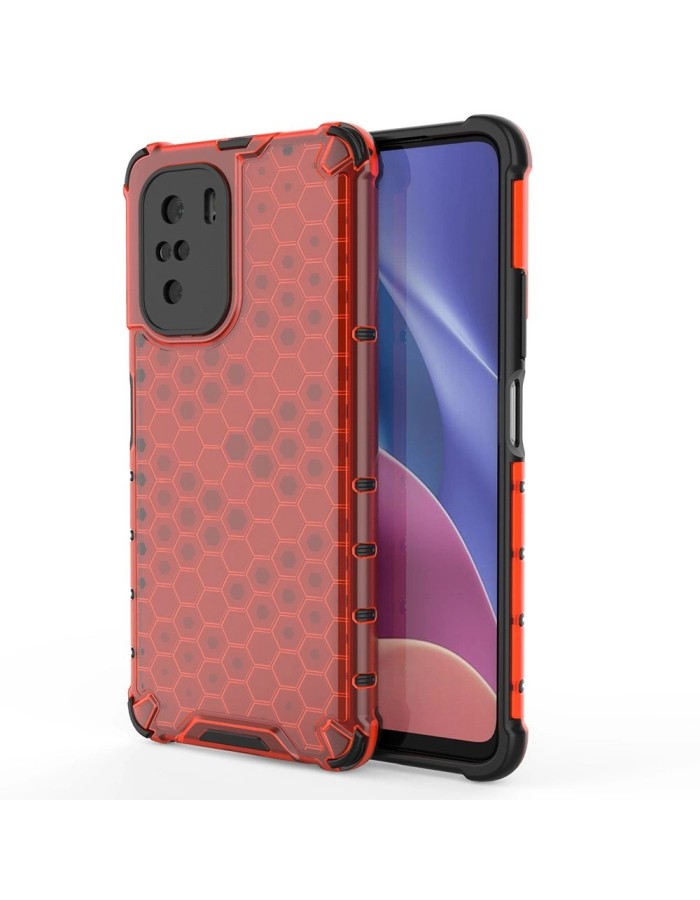 Honeycomb Case armor cover with TPU Bumper for Xiaomi Redmi K40 Pro+ / K40 Pro / K40 / Poco F3 red